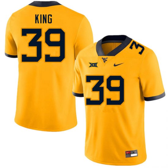 Men's West Virginia Mountaineers NCAA #39 Danny King Gold Authentic Nike Stitched College Football Jersey WM15X20CL